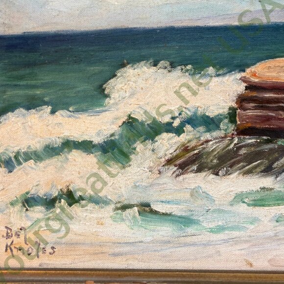 Mid-Century Original Acrylic Painting Crashing Waves BN Knoles - Picture 4 of 10